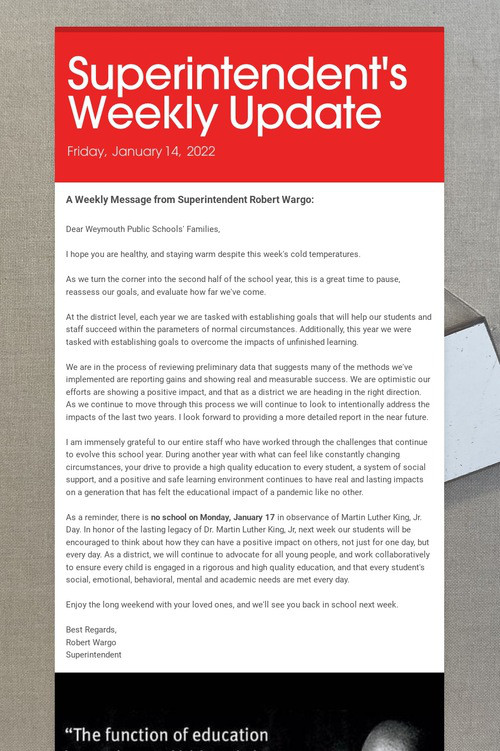 Superintendent's Weekly Update
