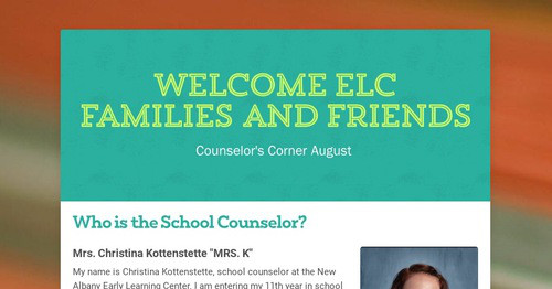 Welcome ELC Families and Friends