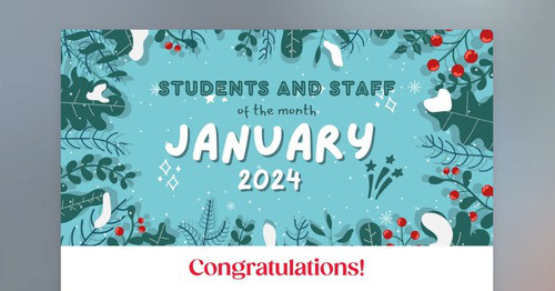 Students & Staff of Month Jan 2024