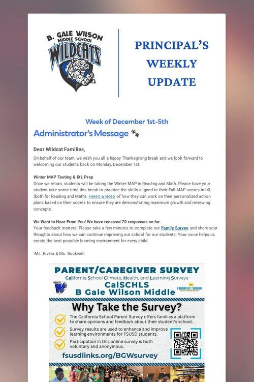 Principal's Weekly Update