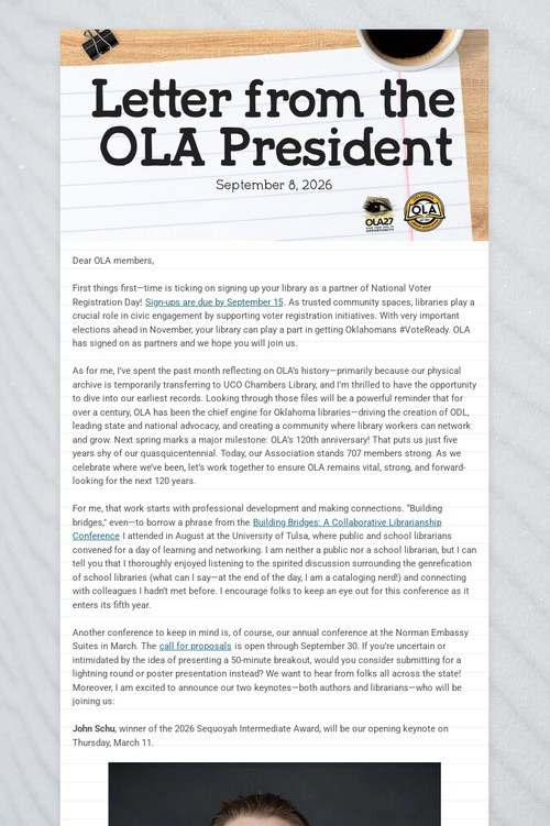 Letter from the OLA President