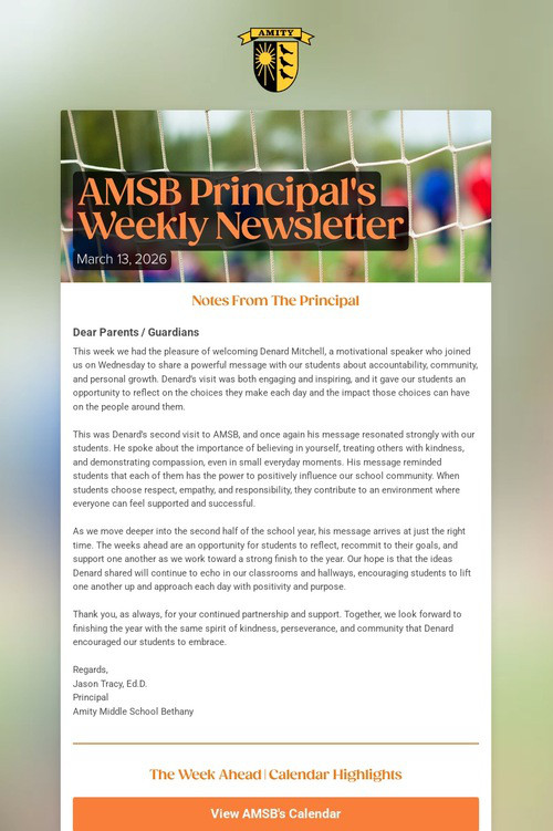AMSB Principal's Weekly Newsletter