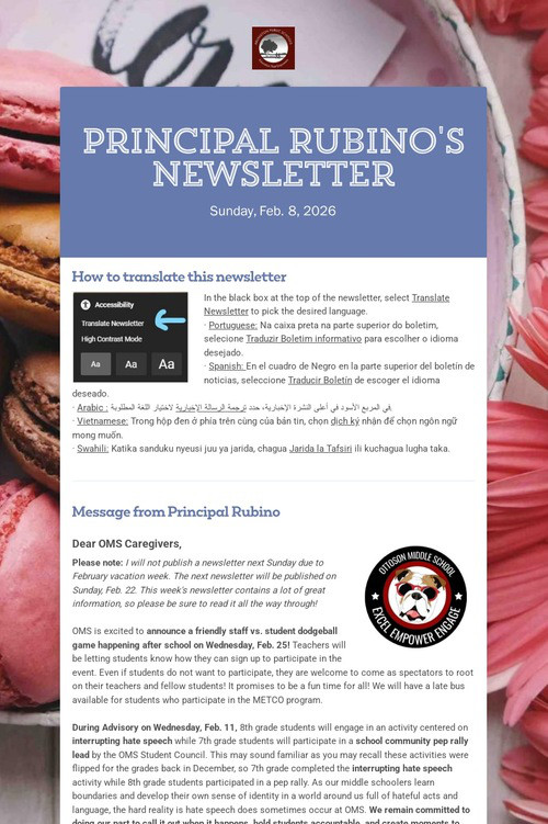 Principal Rubino's Newsletter