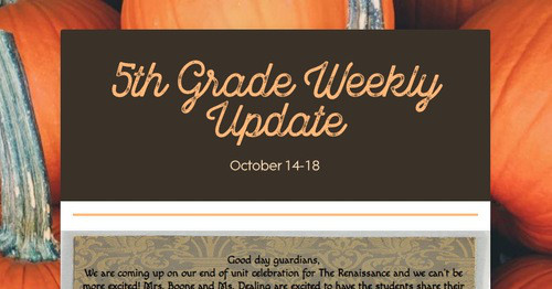 5th Grade Weekly Update