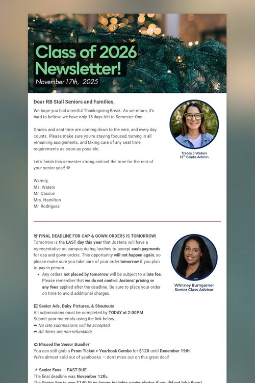 Class of 2026 Newsletter!