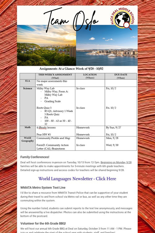 Team Oslo Weekly Newsletter
