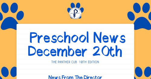 Preschool News December 20th