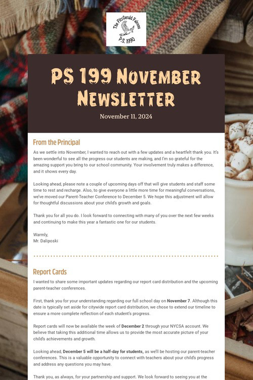 PS 199 November Newsletter