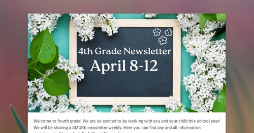 Fourth Grade Weekly Update