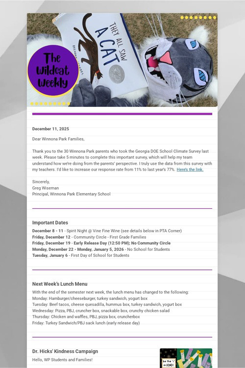 Winnona Park Weekly Update