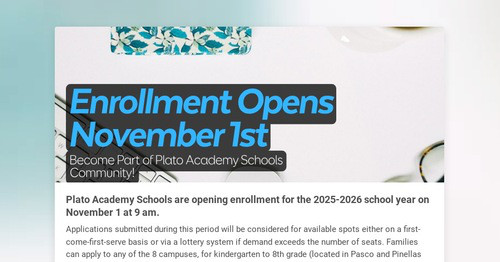 Enrollment Opens November 1st