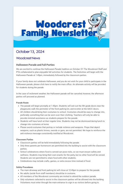 Woodcrest Family Newsletter