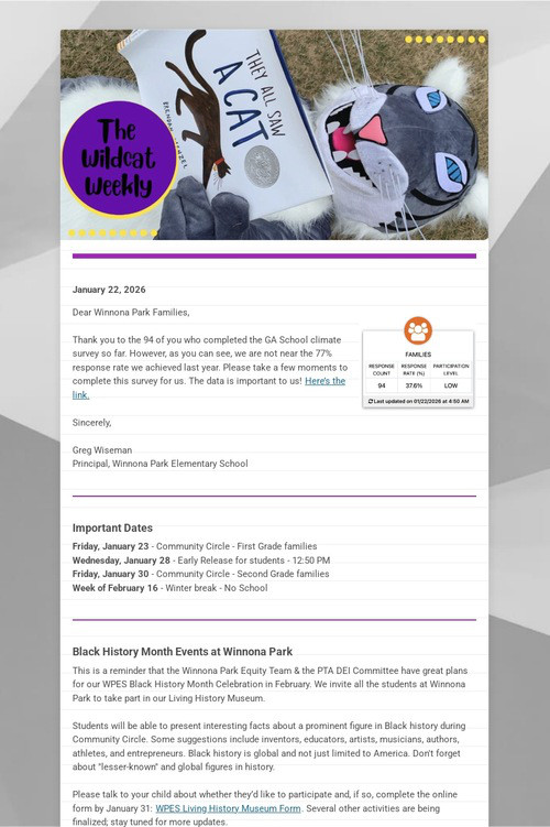 Winnona Park Weekly Update