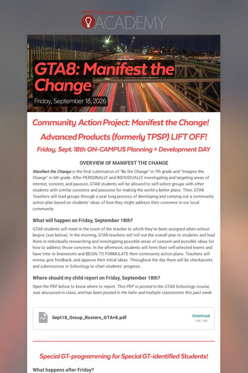 GTA8: Manifest the Change