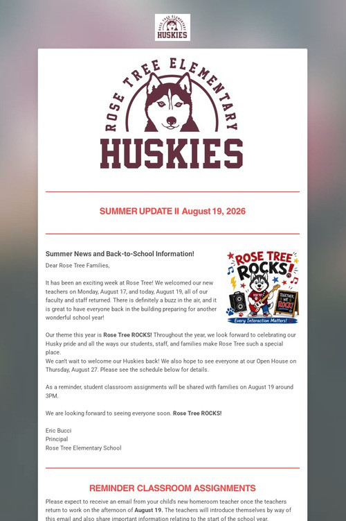 Rose Tree Elementary Weekly Update