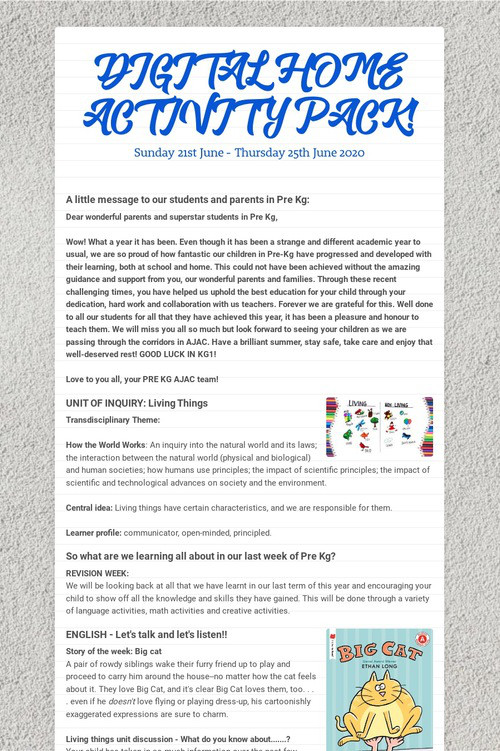 DIGITAL HOME ACTIVITY PACK!