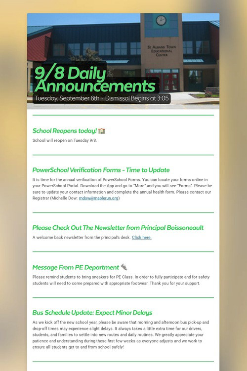 9/8 Daily Announcements