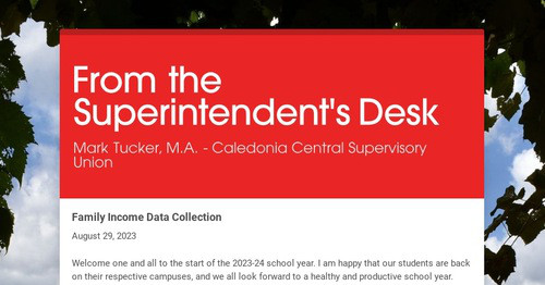 From the Superintendent's Desk