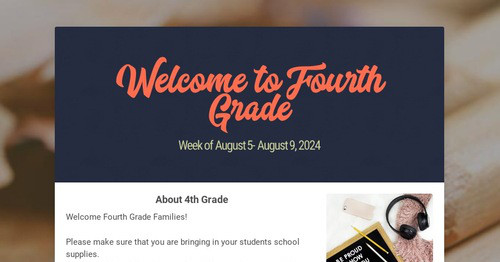 Welcome to Fourth Grade