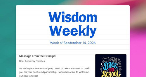 Wisdom Weekly - September 14, 2026