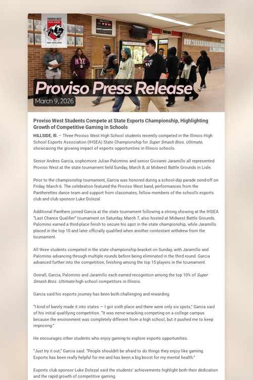 Proviso Press Release