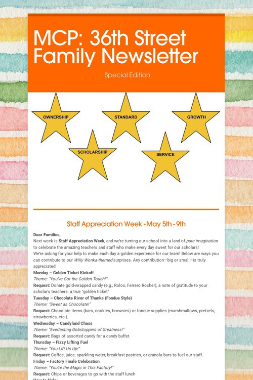MCP: 36th Street Family Newsletter