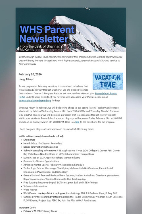 WHS Parent Newsletter