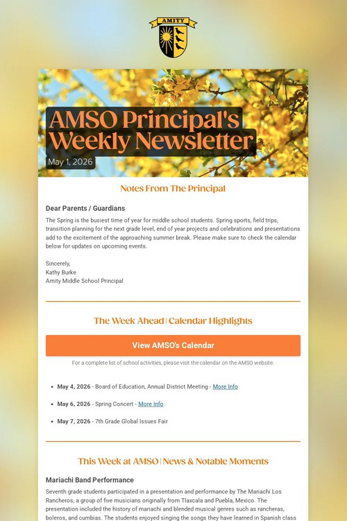 AMSO Principal's Weekly Newsletter