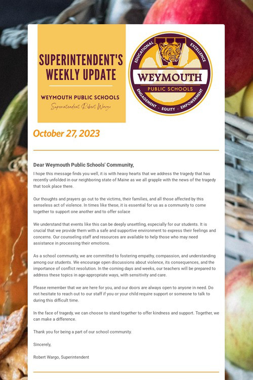 Superintendent's Weekly Update