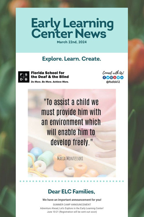 Early Learning Center News