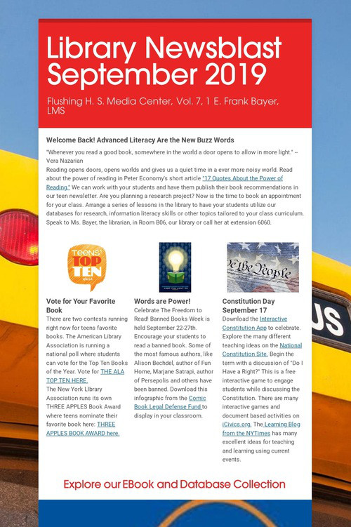 Library Newsblast September 2019
