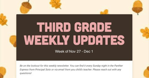 Third Grade Weekly Updates