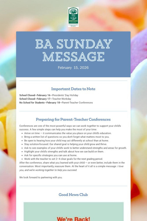 BA Sunday Message