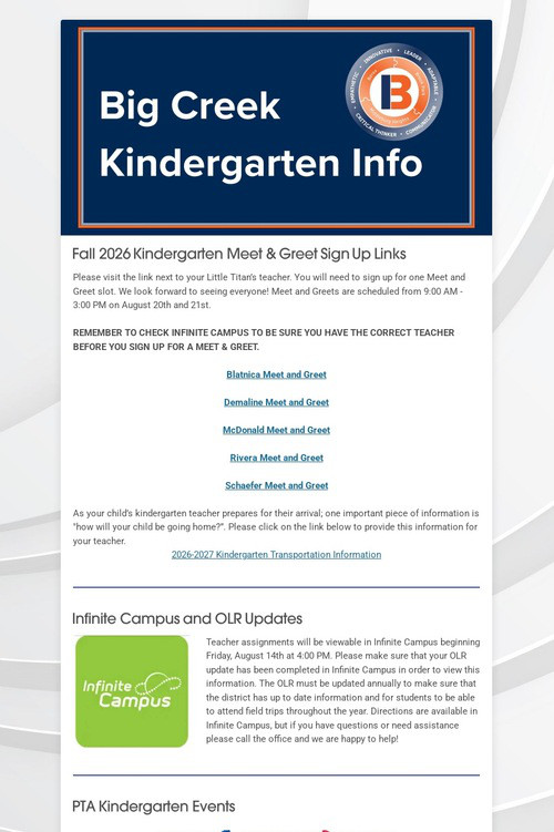 BIG CREEK FAMILY NEWSLETTER