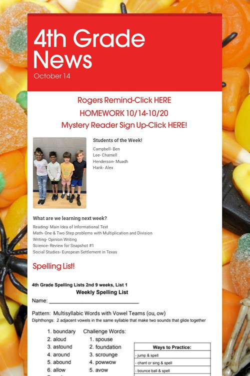 4th Grade News