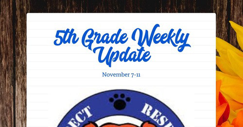 5th Grade Weekly Update