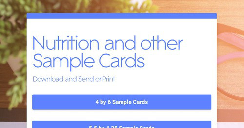 Nutrition and other Sample Cards