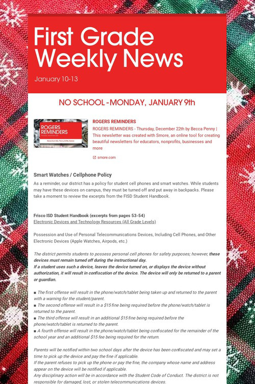 First Grade Weekly News