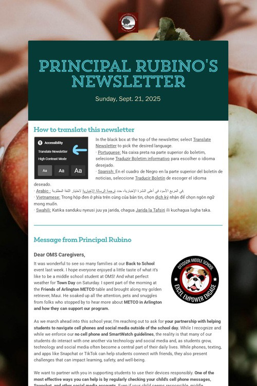 Principal Rubino's Newsletter