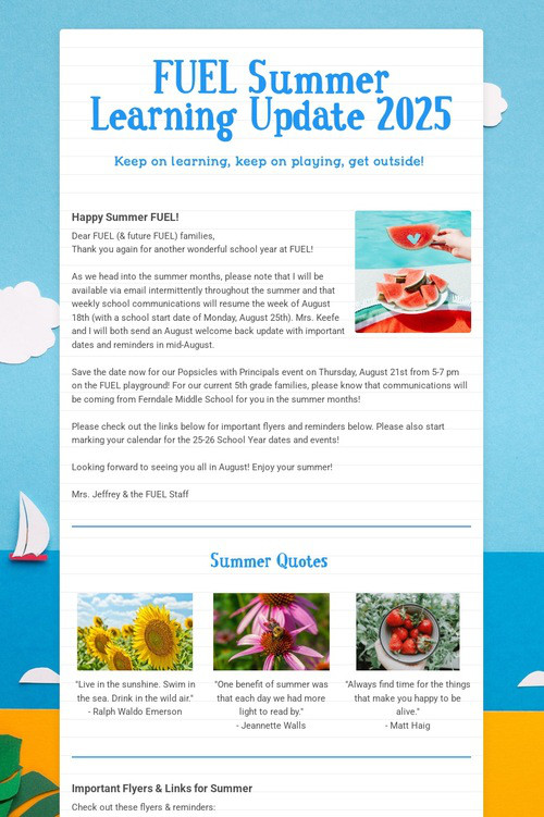 FUEL Summer Learning Update 2025