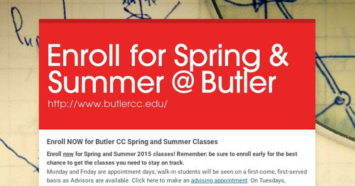 Enroll for Spring & Summer @ Butler