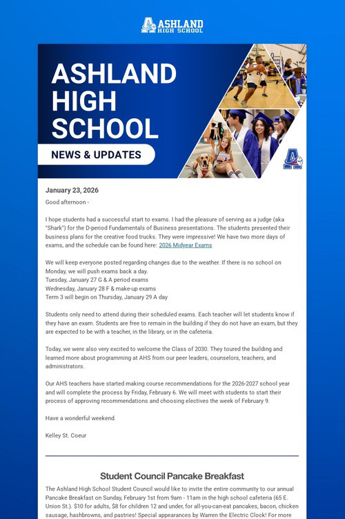 Ashland High School Weekly Update