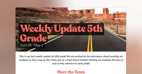 Weekly Update 5th Grade