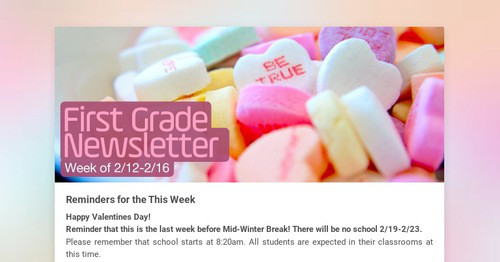 First Grade Newsletter