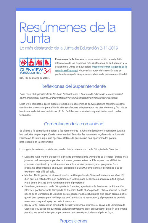 Resúmenes de la Junta