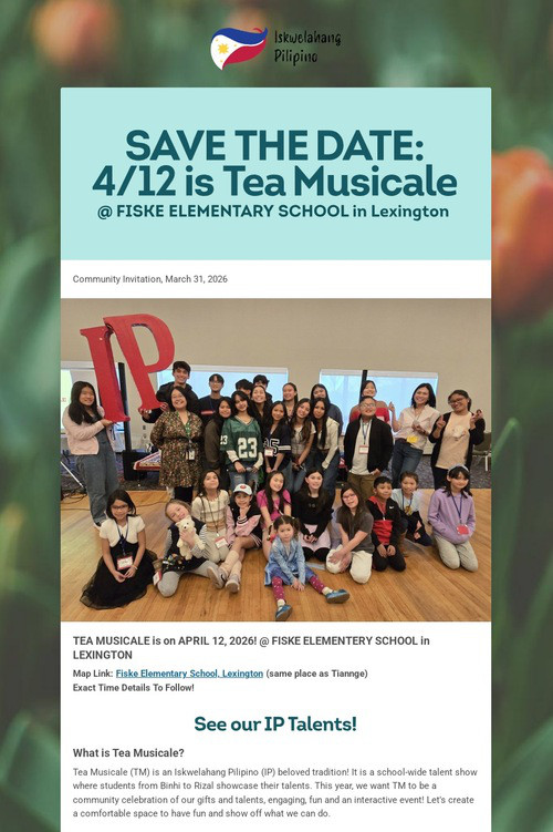 SAVE THE DATE: 4/12 is Tea Musicale
