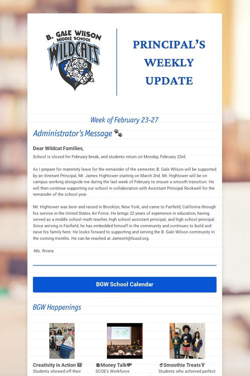 Principal's Weekly Update