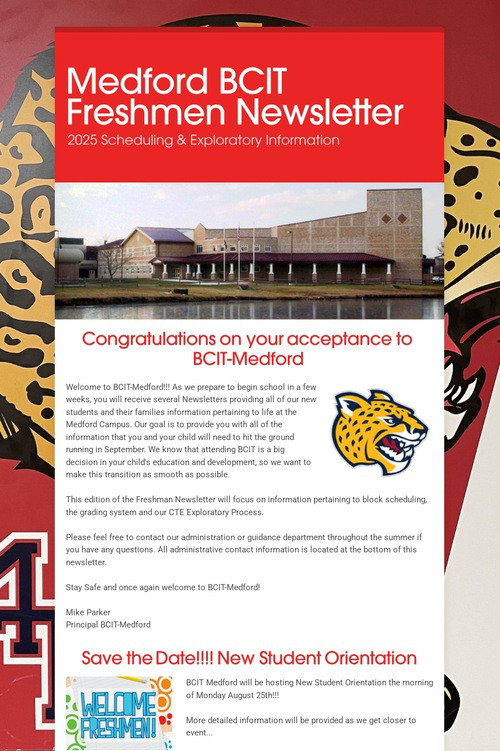 Medford BCIT Freshmen Newsletter