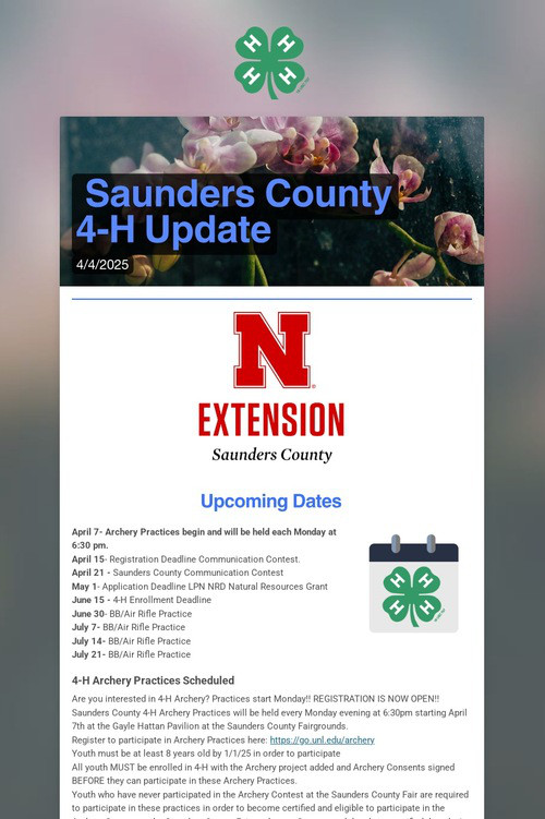 Saunders County 4-H Update