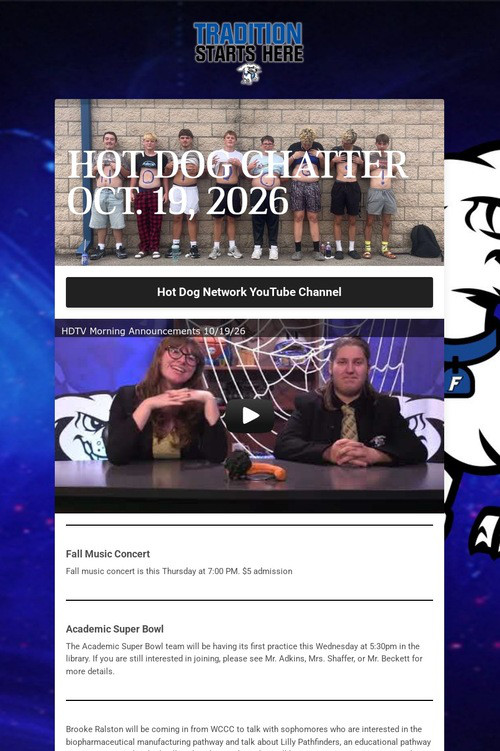 HOT DOG CHATTER OCT. 19, 2026